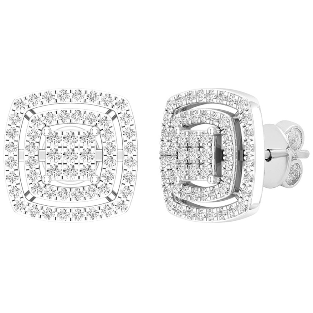 1/2 ct Natural Diamond Composite Halo Earrings